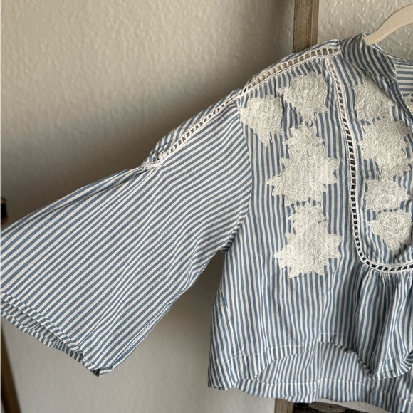 Free People Blue and White Striped Crop Top - Picture 2 of 5